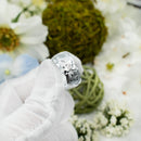 925 Sterling Silver Hand Carved Hawaiian Ring For Women.  6mm, 8mm, or 10mm Hand-Engraved, Scalloped Edge, Plumerias & Scrolls Wedding, Engagement Band