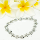 925 Sterling Silver Plumerias Bracelets For Girls, Women. Handmade, Flexible, Adjustable Tropical Flower Bracelet. Bridal Gift For Her.