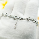 925 Sterling Silver Plumerias Bracelets For Girls, Women. Handmade, Flexible, Adjustable Tropical Flower Bracelet. Bridal Gift For Her.