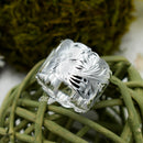 925 Sterling Silver Hand Carved Hawaiian Ring For Women. 15mm Wide, Hand Engraved, Scalloped Edge, Plumerias & Scrolls Wedding, Engagement Band