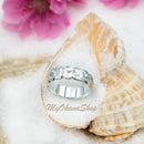 925 Sterling Silver Hand Carved Hawaiian Ring For Women.  6mm, 8mm, or 10mm Hand-Engraved, Scalloped Edge, Plumerias & Scrolls Wedding, Engagement Band