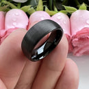 Black Tungsten Carbide Ring For Men and Women. 8mm Dome Shape, Barrel, Comfort Fit Wedding Band, Pinky, Statement or Thumb RIng
