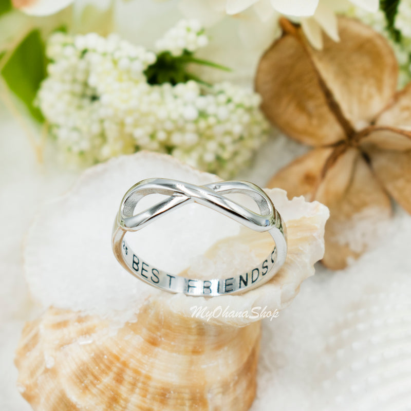 925 Sterling Silver Best Friends Ring For Girls, Women.  BFF Infinity Symbol Ring.  Friendship, Life Partner Ring. Valentine's Day Gift.