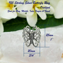 925 Sterling Silver Large Butterfly Ring For Women, Girls.  25mm, 1" Wide Cutout, Filigree Butterfly Ring.  Tropical Animal, Fairy Jewelries