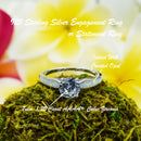925 Sterling Silver Engagement Ring.  1.25 Carat Clear Cubic Zirconia, Opal Inlay Statement, Wedding Ring For Women. Promise Ring For Her.