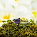 925 Sterling Silver Cat With Genuine Gemstones Ring For Women and Children.  12mm (1/2") Wide Kitty Cat Ring For Pinky, Ring Finger, Middle, Index or Thumb.