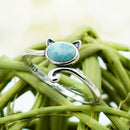 925 Sterling Silver Cat With Genuine Gemstones Ring For Women and Children.  12mm (1/2") Wide Kitty Cat Ring For Pinky, Ring Finger, Middle, Index or Thumb.