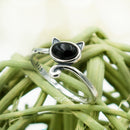 925 Sterling Silver Cat With Genuine Gemstones Ring For Women and Children.  12mm (1/2") Wide Kitty Cat Ring For Pinky, Ring Finger, Middle, Index or Thumb.