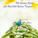 925 Sterling Silver Cat With Genuine Gemstones Ring For Women and Children.  12mm (1/2") Wide Kitty Cat Ring For Pinky, Ring Finger, Middle, Index or Thumb.