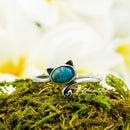 925 Sterling Silver Cat With Genuine Gemstones Ring For Women and Children.  12mm (1/2") Wide Kitty Cat Ring For Pinky, Ring Finger, Middle, Index or Thumb.