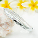 925 Sterling Silver Hawaiian Open Bangle For Women. 8mm Hinged, Cutout Plumerias & Scrolls Bracelet.  Aloha Island Jewelry Gift for Her.
