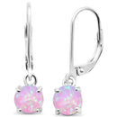 925 Sterling Silver White, Blue, Pink Opal Earrings With Safety Clip Backs for Women, Girls.