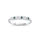 925 Sterling Silver Evil Eye Ring with Cubic Zirconia & Enamel.  Middle Eastern, Egyptian Inspired, Eye Jewelry