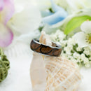 Tungsten Carbide Ring With Natural Koa Wood Inlay - With Waves