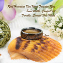 Tungsten Carbide Ring With Natural Koa Wood Inlay - With Waves
