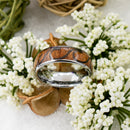 Tungsten Carbide Ring With Natural Koa Wood Inlay - With Waves