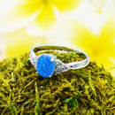 925 Sterling Silver Opal Ring With CZ For Women, Girls. 10mm Oval White, Blue, Pink Opal Pinky, Statement, Wedding Ring.