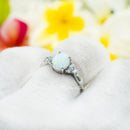 925 Sterling Silver Opal Ring With CZ For Women, Girls. 10mm Oval White, Blue, Pink Opal Pinky, Statement, Wedding Ring.