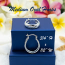 925 Sterling Silver Hawaiian Heritage Hoops Earrings For Women. Medium or Large Oval, Hand-Carved, Engraved Plumerias & Scrolls Earrings.