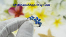 925 Sterling Silver Hawaiian Plumerias Ring For Women. Royal, Elegant, White or Blue Opal Flowers Cluster Wedding, Pinky, Statement Ring.