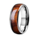 8mm Barrel, Tungsten Carbide Ring With Koa Wood Inlay.  Comfort Fit, Durable, Lasting Ring for Men & Women