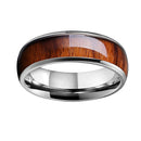 8mm Barrel, Tungsten Carbide Ring With Koa Wood Inlay.  Comfort Fit, Durable, Lasting Ring for Men & Women