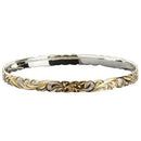 925 Sterling Silver Hand Carved Hawaiian Queen Bangles 2 Tones - 6mm to 18mm