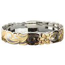 925 Sterling Silver Hand Carved Hawaiian Queen Bangles 2 Tones - 6mm to 18mm