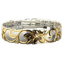 925 Sterling Silver Hand Carved Hawaiian Queen Bangles 2 Tones - 6mm to 18mm