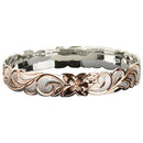 925 Sterling Silver Hand Carved Hawaiian Queen Bangles 2 Tones - 6mm to 18mm