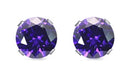 925 Sterling Silver CZ Stud Earrings - Amethyst Color AAA+