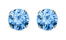 925 Sterling Silver CZ Stud Earrings - Aquamarine Color AAA+