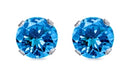 Sterling Silver CZ Stud Earrings - Blue Topaz Color AAA+