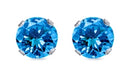 Sterling Silver CZ Stud Earrings - Blue Topaz Color AAA+