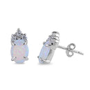 925 Sterling Silver Opal Stud Earrings With CZs