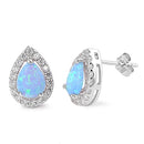 925 Sterling Silver Opal Stud Earrings With CZs