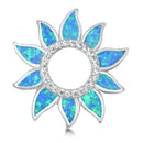 925 Sterling Silver Sun Pendant With Created Opal Inlay & CZ's