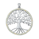 925 Sterling Silver Tree of Life Pendant With Created Opal Inlay