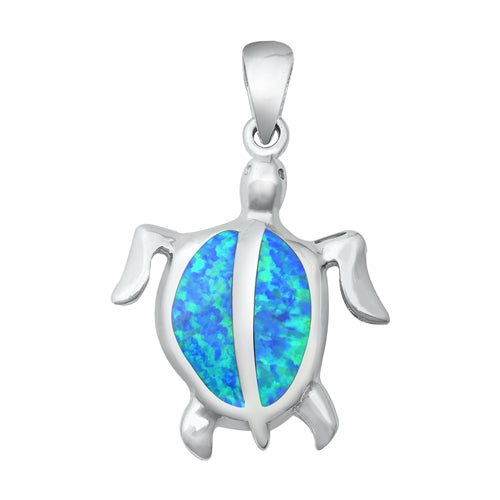925 Sterling Silver Honu Hawaiian Sea Turtle Pendant With Created