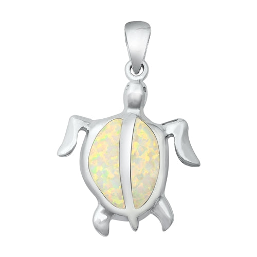 925 Sterling Silver Honu Hawaiian Sea Turtle Pendant With Created