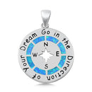 925 Sterling Silver Pendant With Created Opal Inlay