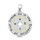925 Sterling Silver Pendant With Created Opal Inlay