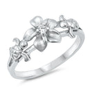 925 Sterling Silver Plumeria Turtles Ring
