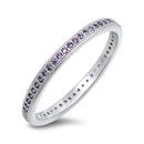 925 Sterling Silver CZ Eternity Ring - 2mm Colored CZ