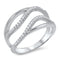925 Sterling Silver Wavy Design Ring With Clear CZ