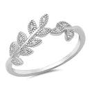 925 Sterling Silver Leaves Ring With CZs