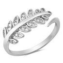 925 Sterling Silver Leaves Ring With CZ