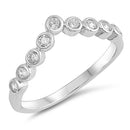 925 Sterling Silver V Shape Ring With Clear CZ