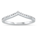 925 Sterling Silver V Shape Ring With Clear CZ