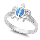 925 Sterling Silver Turtle Ring With Opal Inlay